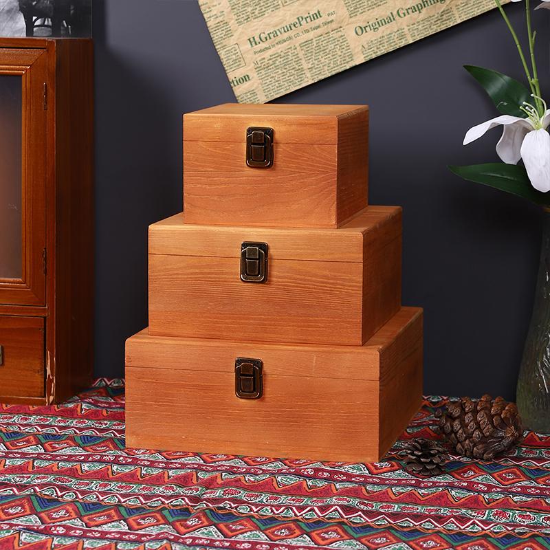 Wooden Storage Box Rectangular Flip Solid Wood Gift Box Handmade Craft Case Organizer Container Case For Home Storage Decor