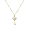 Korean Style Fashion Crystal Zircon Key Pendant Stainless Steel Necklace For Women Cute Gold Color Ladies Clavicle Chain Jewelry