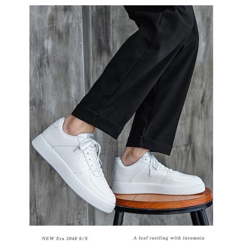 Men's Autumn Low-Top White Casual Board Shoes, Versatile Thick-Soled Trendy Footwear For Young Adults.