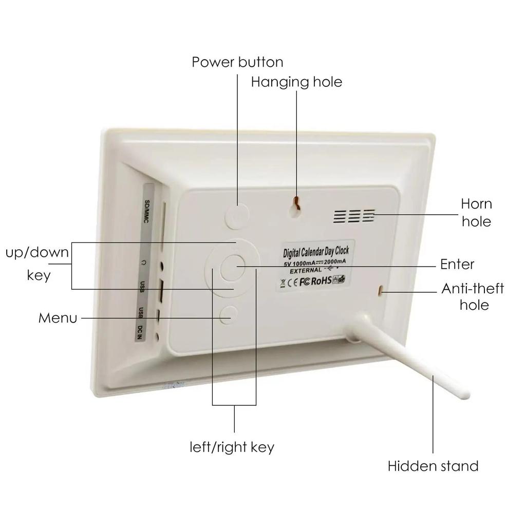 7 zoll Großen Bildschirm Display Digitalen Kalender Tag Uhr 8 Sprachen Zeit Datum Monat Jahr Demenz Uhren Für Senioren Alte Peo i5J8