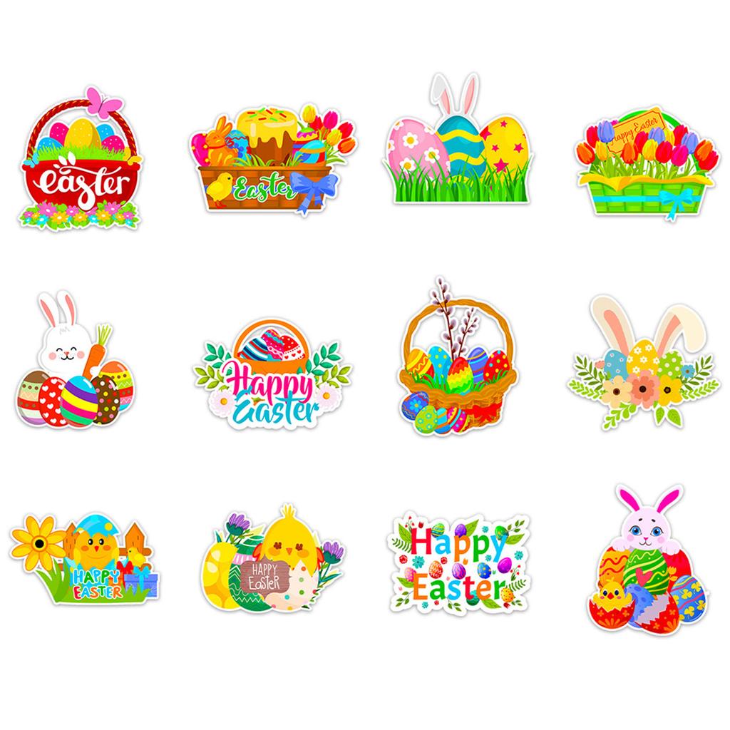 12/24Pcs Cupcake Toppers Decoration Colorful Bunnies Eggs Cake Picks for Wedding and Birthday Spring Holiday Parties