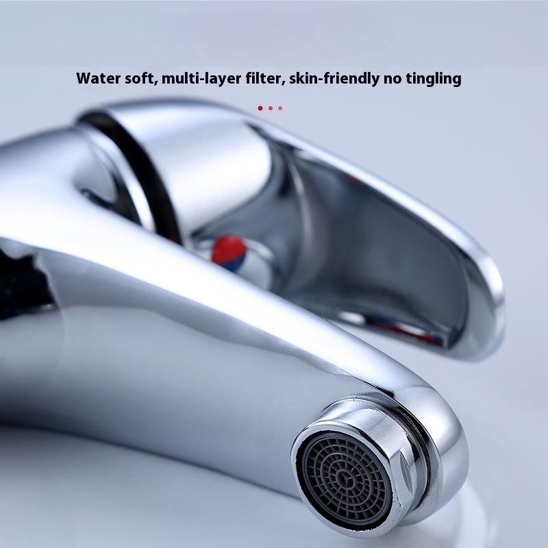 Chromed Bathroom Faucet Hot and Cold Water Basin Face Wash Tap Deck Mounted Basin Mixer Water Taps Bathroom Accessories