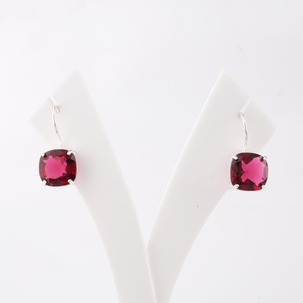 Pink Rubellite Gemstone 925 Sterling Silver Jewelry Handmade Hook Earrings 1" EE-172-2