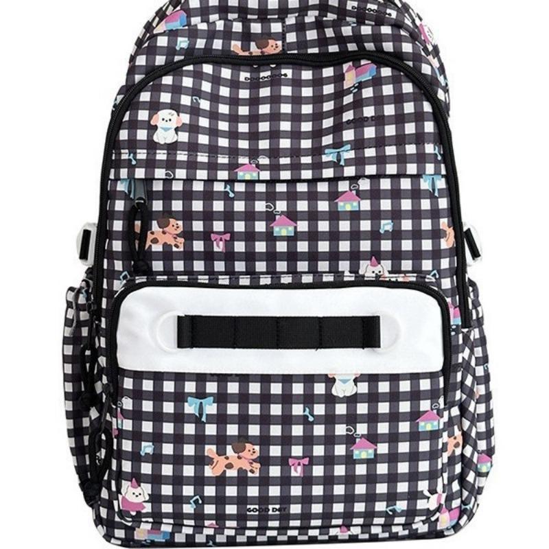 New high-value, fresh and sweet plaid cute cartoon backpack, lightweight backpack for junior high school students