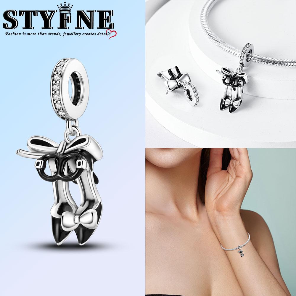 Exquisite Copper Ballet Dance Shoes High Top Canvas Shoe High Heels Charms Beads Fit Diy Bracelet Fine Birthday Jewelry Gift