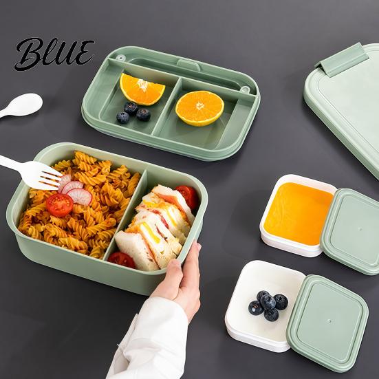 Microwave Safe Meal Prep Containers Double Layer Lunch Box with Sauce Container And Tableware  Leak Proof Stackable Food Multipurpose Kitchen Storage