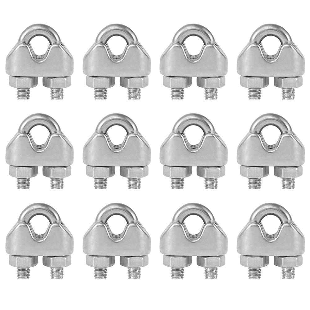 

12pcs M3 Cable Clamps Heavy Duty 3mm Wire Rope Sleeve 304 Stainless Steel U Type Cable Clip Hardware Fixing Clip Wire Clamp Bolt