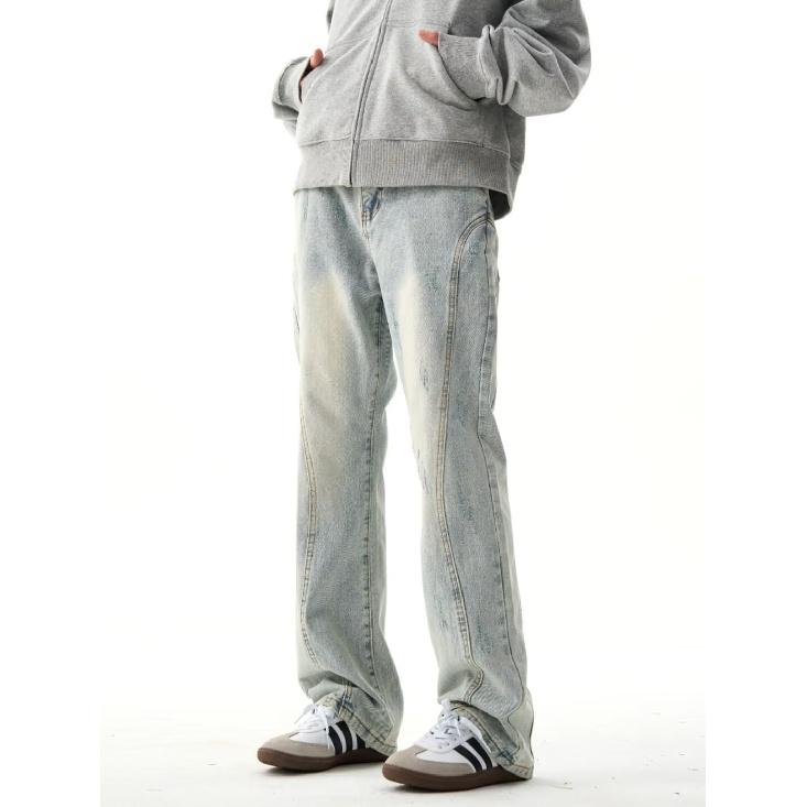 Retro Jeans Men'S Autumn New Style Explosive Street Hooligan Handsome Casual Pants For Teenagers Loose Straight Leg Wide Leg Men'S Pants