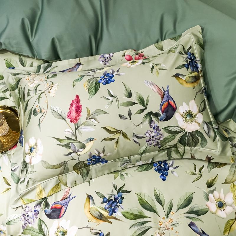 140TC Egyptian Coton Floral Bird Printing Beding Set, Soft Duvet Cover, Bed Shet, Pilowcases, American Style, High-End Premium 4Pcs