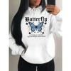 Lightning Butterfly Art Character Print Women Hoodies Hip Hop Pocket Hoody Sportswears Fleece Soft Clothes