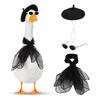 Big Goose Clothes Retro Red Sunglasses Mesh Scarf Plush Beret Set for Lawn Geese Up to 23 Inches Cool Fashion Party Decoration Accessories