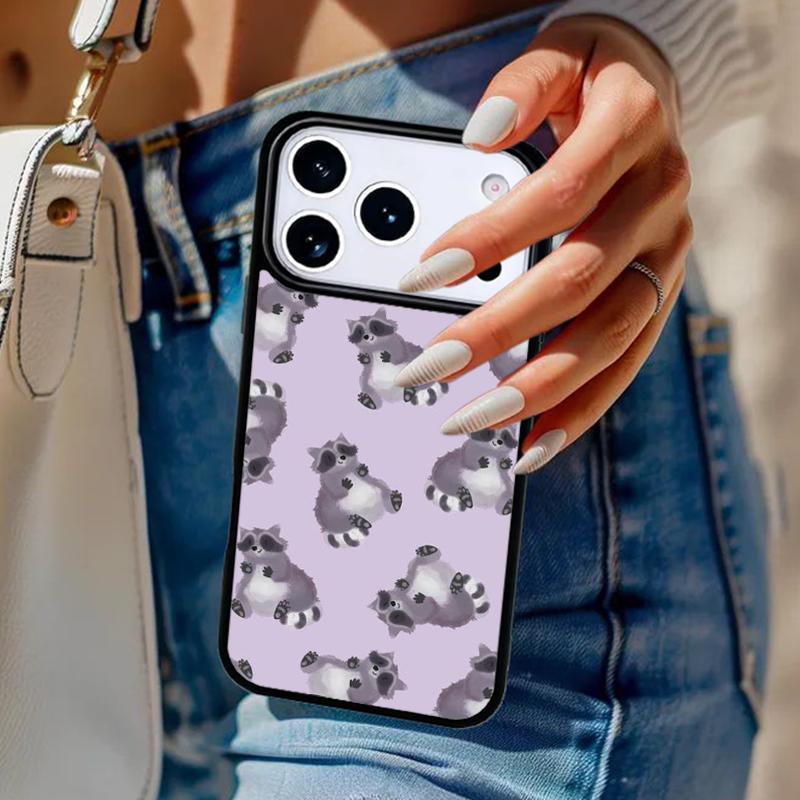 Cartoon Raccoon Kawaii Phone Case For iPhone 17 Air 14 15 13 12 Max Cover For Apple 14 15 16 16e 11 Pro Max Plus Coque