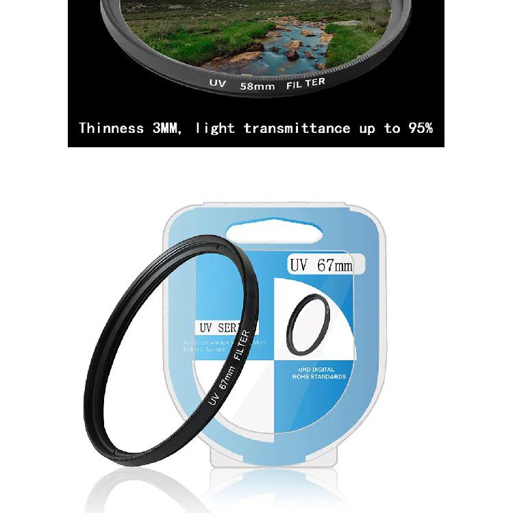 MYOBO Camera HD UV Filter + Len Hood + Lens Cap - 49 52 58 55 62 67 72 77 82 mm for DSLR SLR Camera Universal Lente Protector Ki