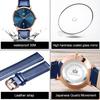 Women's Watch blue stylish waterproof ultra-thin leather strap analog simple dial easy-to-read fashion thin high school student watch for women