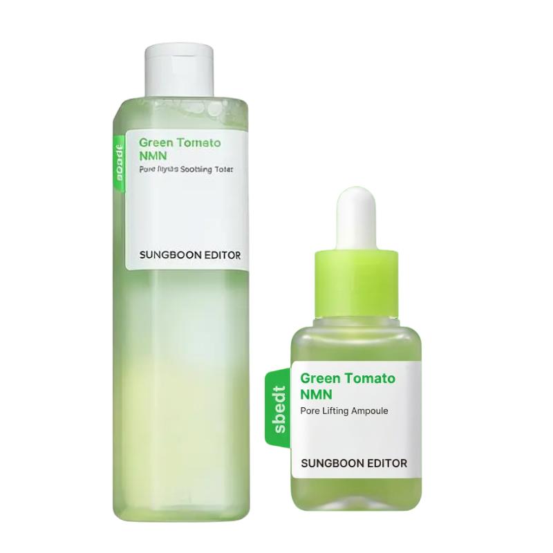 

Sungboon Editor Green Tomato NMN Pore Lifting Ampoule + Pore Hydro Soothing Toner Set Pore Tightening & Hydration Care