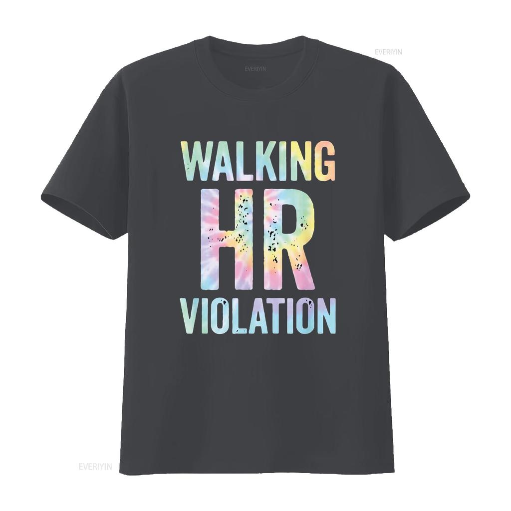 Vintage Walking HR Violation Human Resources Nigh Tie Dye T Shirt vintage Washed Top For Everyday Wear Casual graphic Versatile