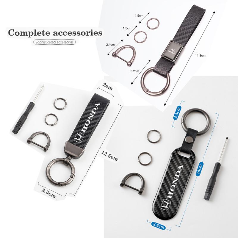 Carbon Fiber Texture Car Key Chain Ring Auto Keychain For Honda Vezel CRZ 5th City Civic FIT CRV Accord Jazz HRV Insight Odyssey AS9