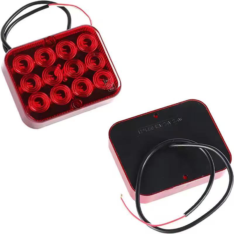 2PCS Waterproof Truck Rear Fog Light 12LED Car Warning Signal Turn Taillight Trailer Lamp Boat Caravan Lorry Stop LED Red Light