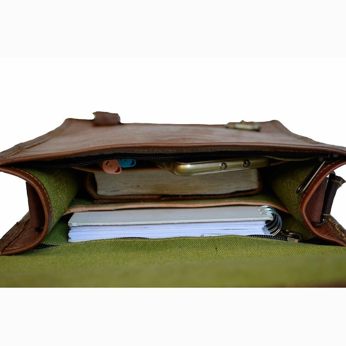 Винтажный мужской портфель для ноутбука из натуральной козьей кожи — фото 4