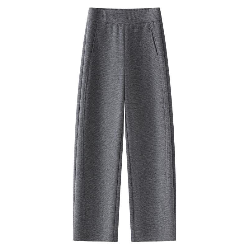 

Женские серые шерстяные брюки прямого кроя - Осень/Зима 2024, с высокой посадкой, свободного кроя, слим-дизайн 3XL серый