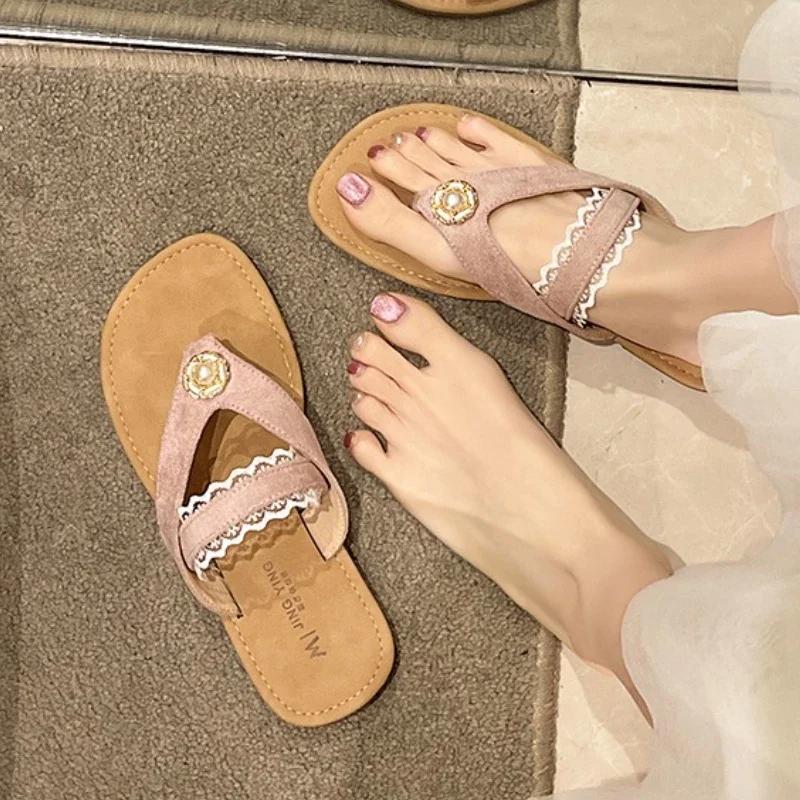 Fashion Women Flip Flops Flats Slippers Fashion Clip Toe Shoes Summer Sandals 2025 Casual Trend Beach Woman Slides Mujer De Zapatillas