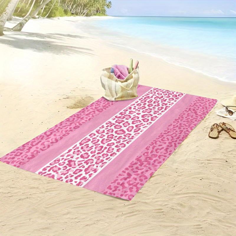 Tierprint Leopard Rosa Töne Strandtuch, Weiche Mikrofaser Unisex für Schwimmen Reisen Camping
