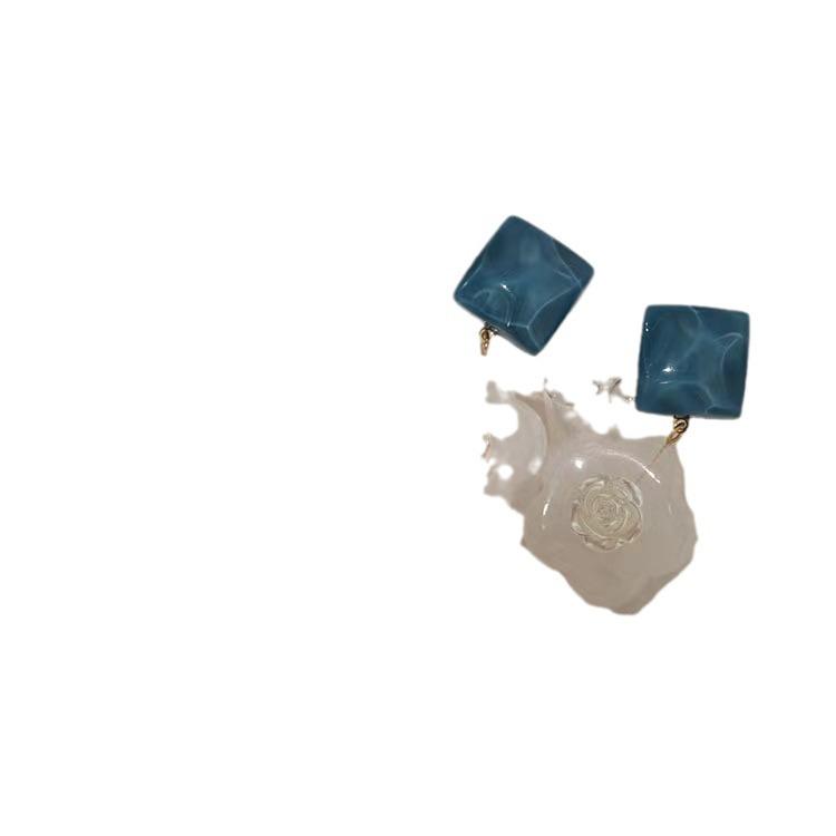 Blue Camellia Flower Jelly Earrings: Elegant & Fresh Summer Beach Accessories for Women