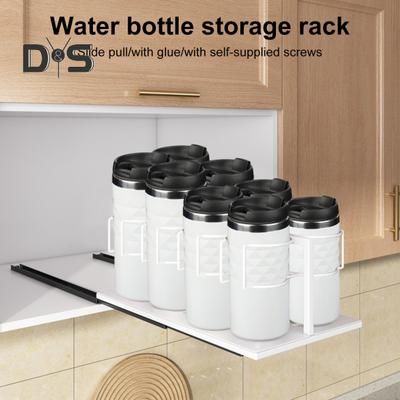 Cup Holder Water Bottle Storage Rack Slide-Out Design Easy Installation Tumbler Storage Organizer Smooth Quiet Sliding Cup Holder Rack