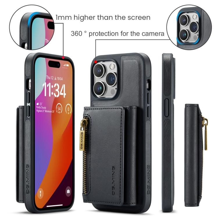 DG.MING M5 Series Zip RFID Multi Card Detachable Leather Phone Case