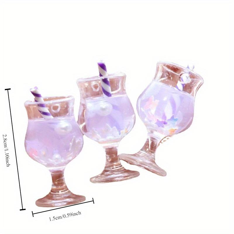 3pcs Miniature Resin Straw Goblet for Dollhouse Drink Accessories - Colorful, Durable ABS Material, Perfect for Tiny Scenes and