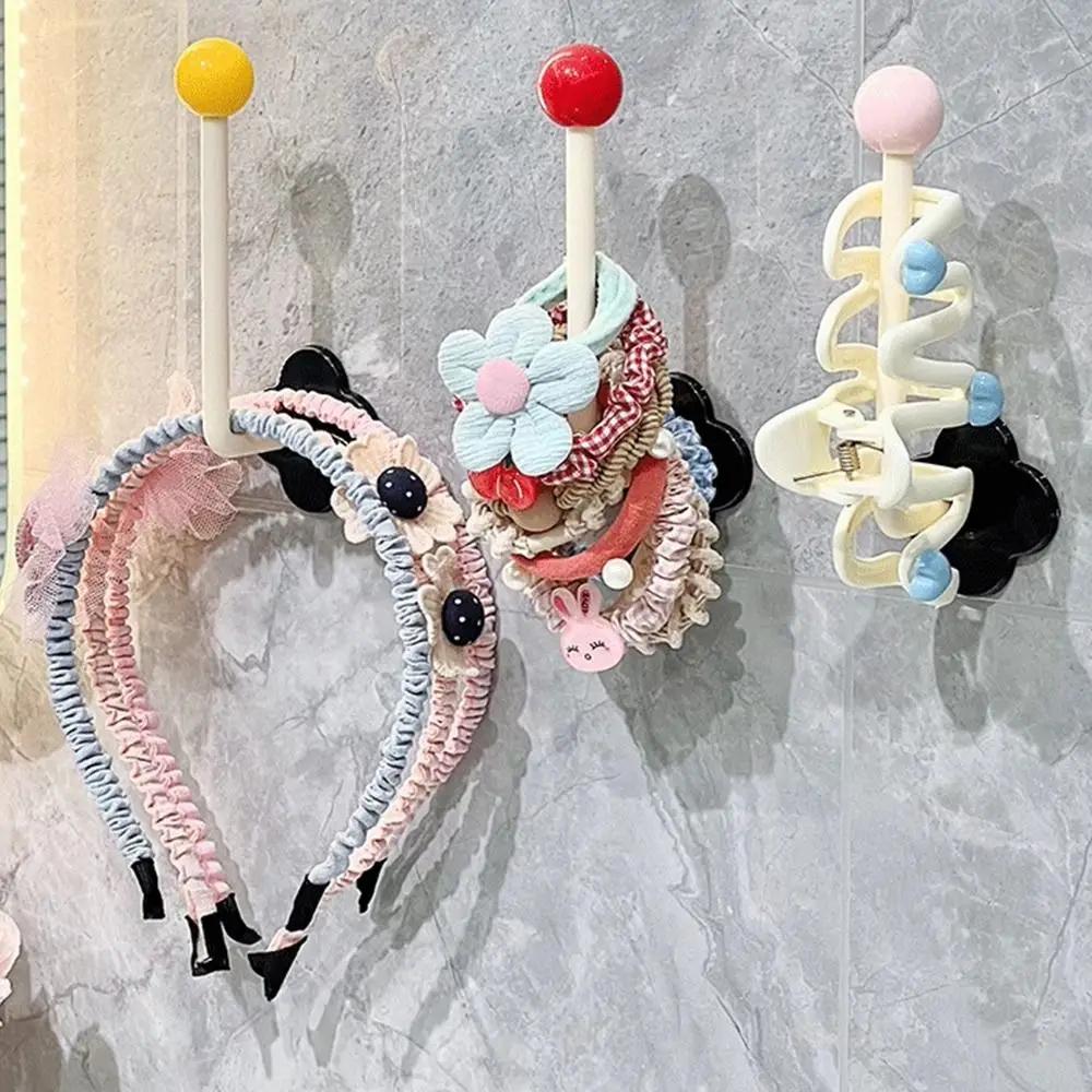 New L-Shape Hairband Storage Hook Wall Mounted Punch Free Cloth Hanger Dopamine Kitchen Storage Rack