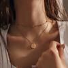 Double Layer Necklace Women Coin Pendant Choker Minimalist Gold Chain Trendy Collarbone Jewelry