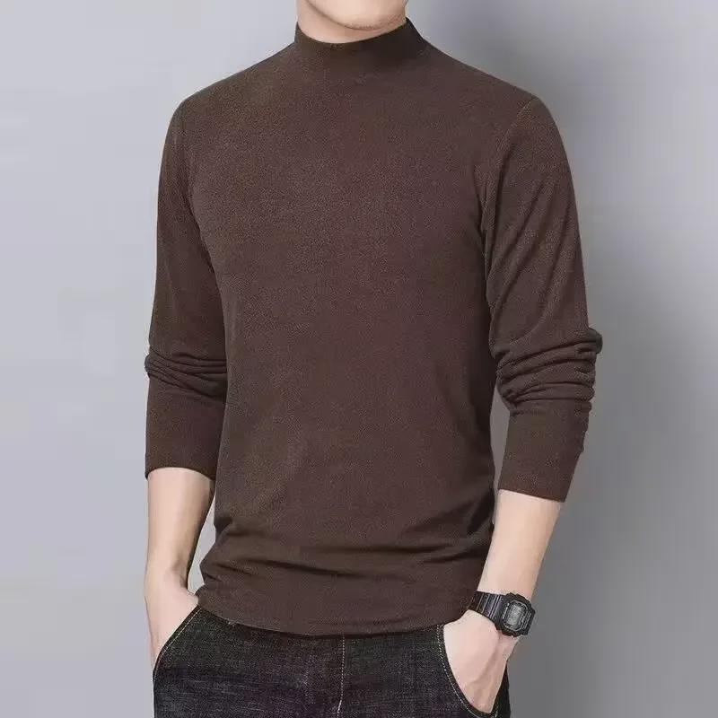 Men's Slim German Velvet Half Turtleneck Long-Sleeve Thermal T-shirt for Autumn/Winter