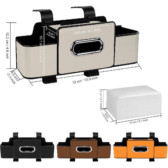 Car Back Seat Organizer With Tissue, Car Seat Back Tissue Box And Storage Hook, Multifunctional Car Organizer For Hold