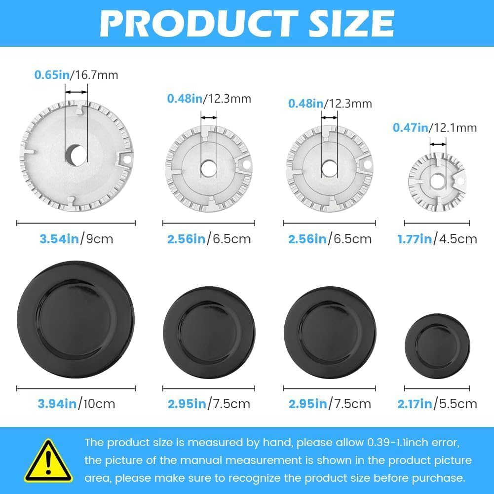 Universal Cooker Hat Set, Oven Gas Stovetop Flame Cap Set Cover, Fits Most Stove Knobs, Cover Kit, Quality Metal Stove Knobs 4pc