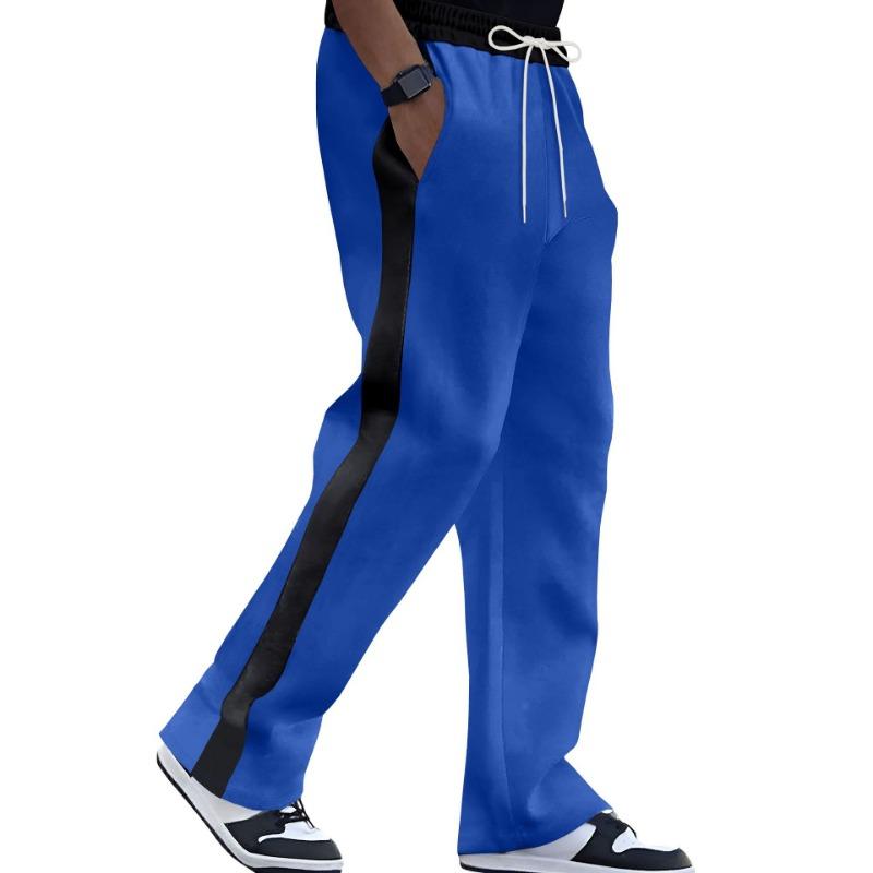 Men S Loose Straight Color Block Casual Sports Track Pants
