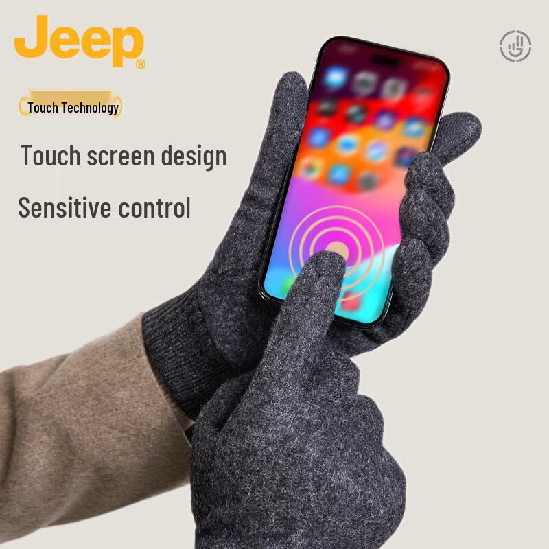 Jeep Men's Touchscreen Wool Winter Gloves