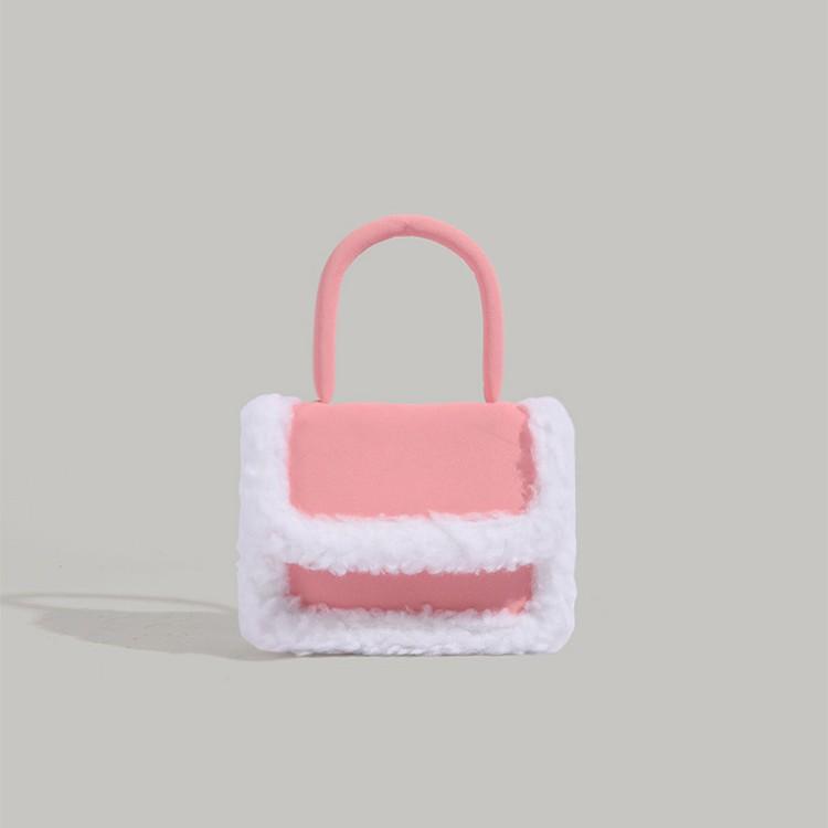 

Autumn and winter mini small bag women 2025 new small fresh plush earphone bag portable cute messenger small square bag розовый