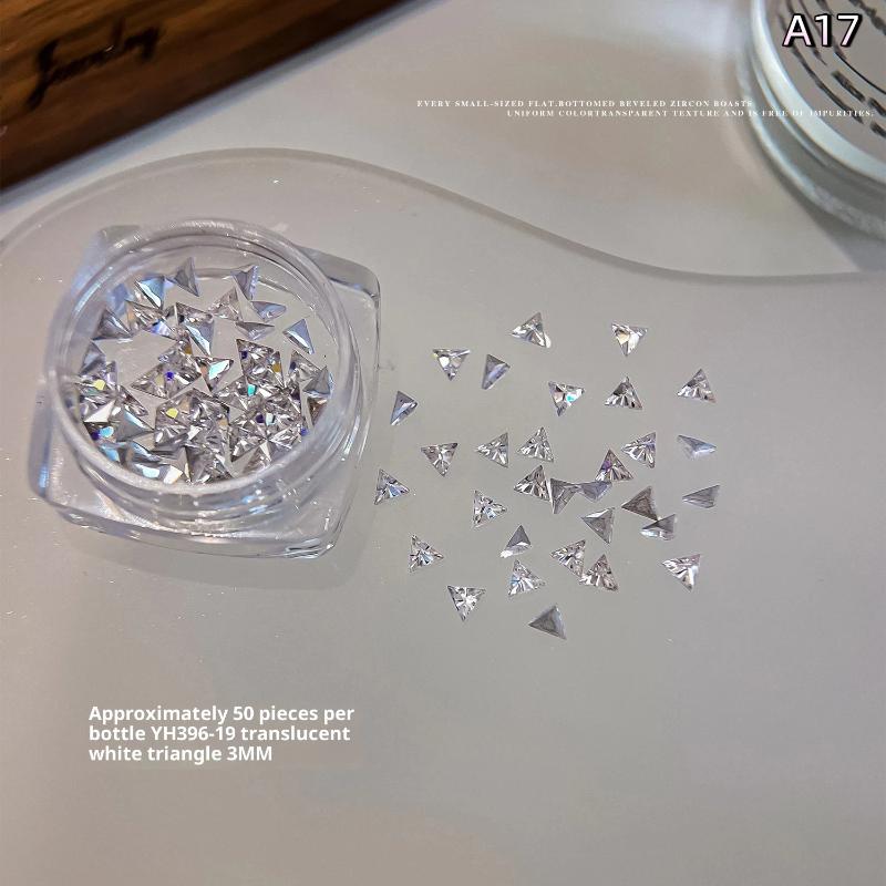 Mixed Zircon Nail Rhinestones Shiny Nail Diamond Flat Nail Gems Glass Stones Nails Decoration Nail Charm Diy Manicure Art