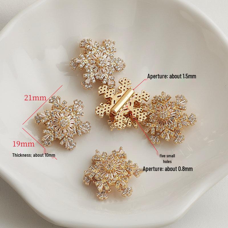 14K Gold Filled Drehbarer Schneeflocken Zirkon Abstandshalter Perlen für DIY Schmuck Zubehör.