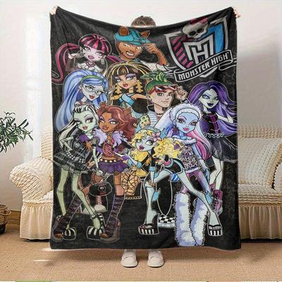 1ks Flanelová deka, Monster High, Gotická móda, Deka s potiskem fantasy vzoru, Teplá útulná měkká deka na pohovku postel gauč auto cestování213