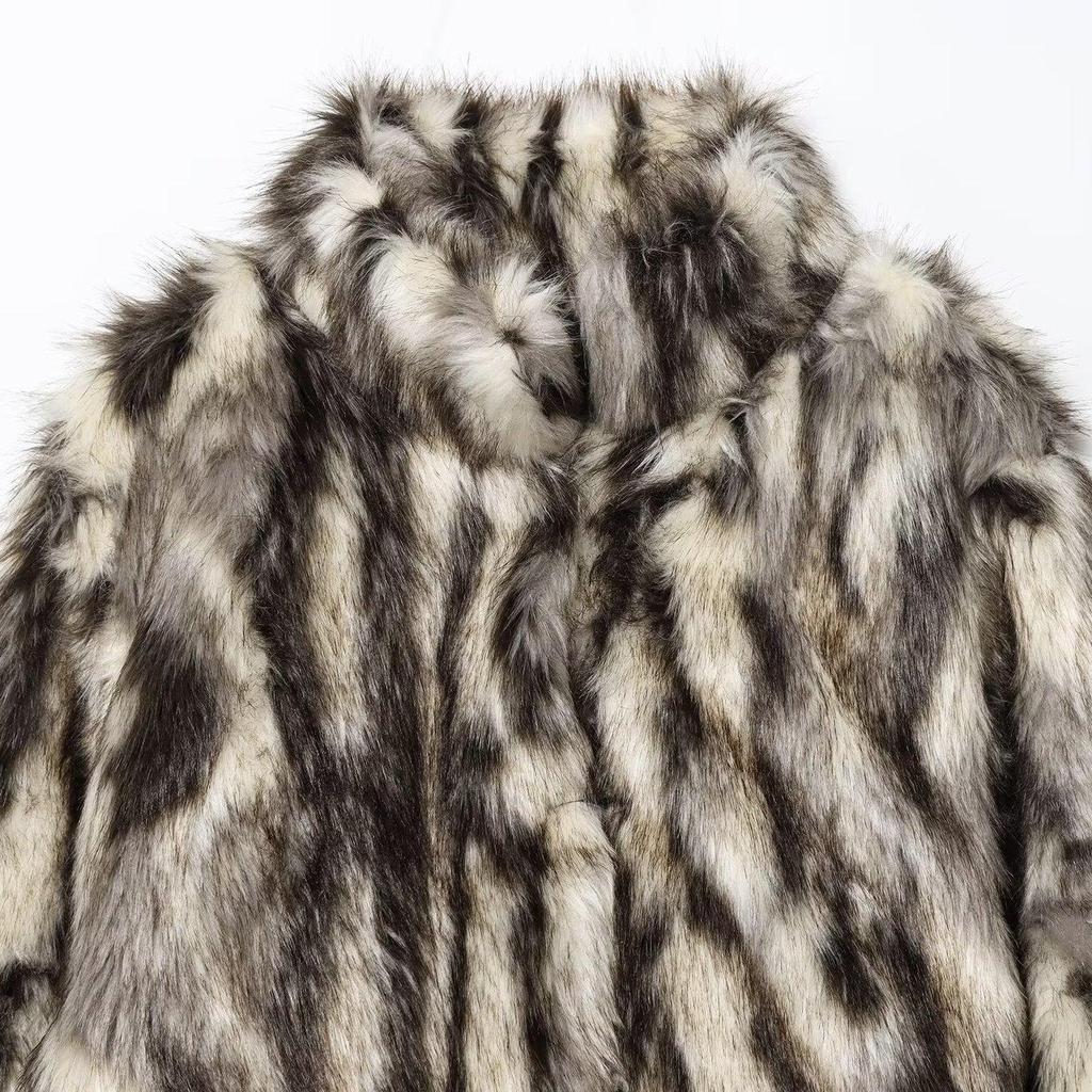 2025 Autumn Women's Fashion Faux Fur Effect Overcoat Jacket - Lightly Mature Style