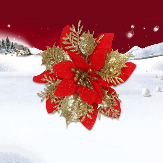 Zarte Weihnachts-Kunstblume, doppellagig, leuchtende Farben, Festival-Requisite