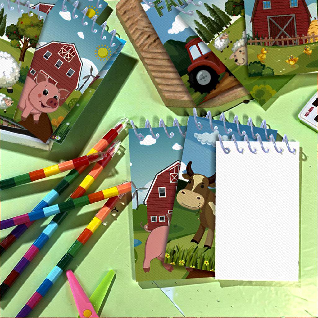8-Pack Farm Animal Spiral Notebook Mini Pocket Notepad for Kids Students School Gift Barn Cow Pig Sheep Journal