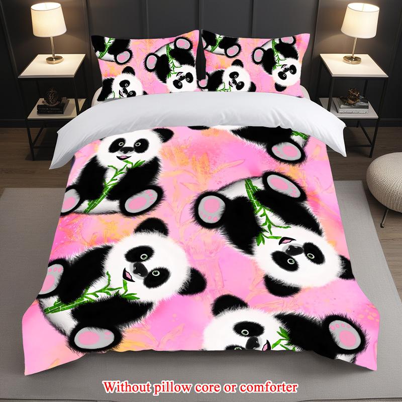 Cartoon Panda Dreiteilig 3D Digitaldruck Studentenheim Bettbezug Hersteller