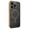 For iPhone 15 Pro Phone Case Carbon Fiber Textured Electroplated TPU Back Cover