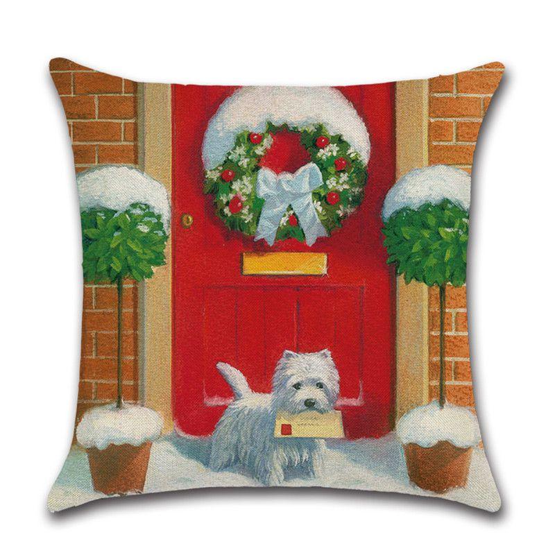 Festive Christmas Cushion Cover Featuring Charming Snowman And Santa Claus Design For Cozy Home Decor