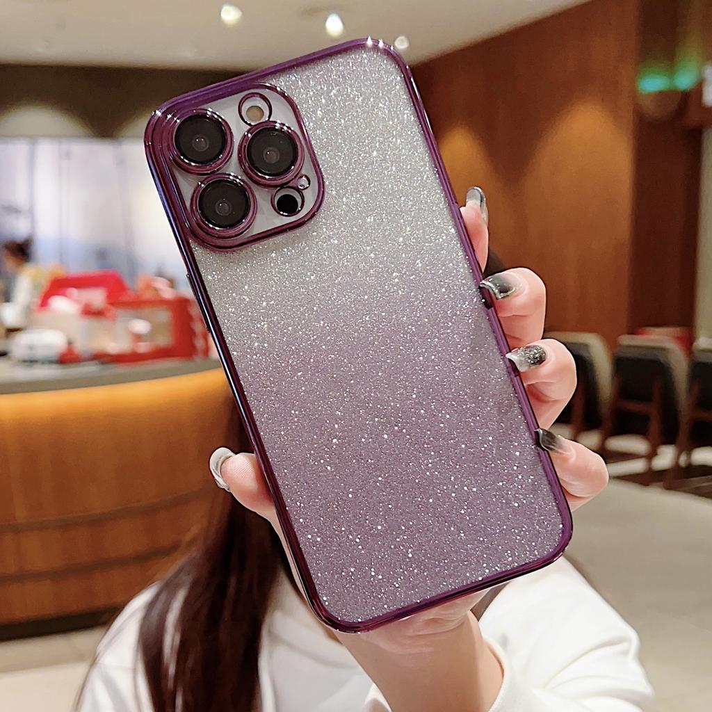 Butterfly Stand Is Suitable for IPhone16, 15promax, with Gradient Glitter, Lens Film, 14 Electroplating and Anti-drop