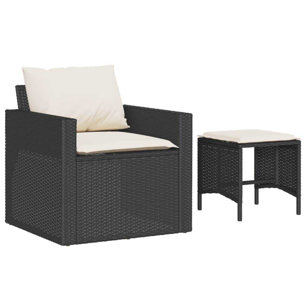 Vidaxl 4-Cz. Garden Lounge Set, Cushions, Black PE Rattan