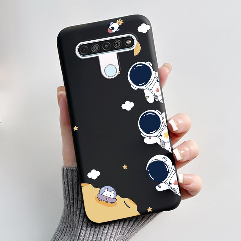 Cute Case For LG Q61 Capa For LG K61 Coque For LG Q70 Fundas Printing Shell Protective Cover Soft Silicone Cartoon Black Casing